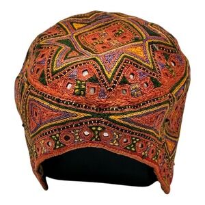 Vintage Lord & Taylor Hat Beaded‎ Embroidered Sindhi Kufi Prayer Hat Youth